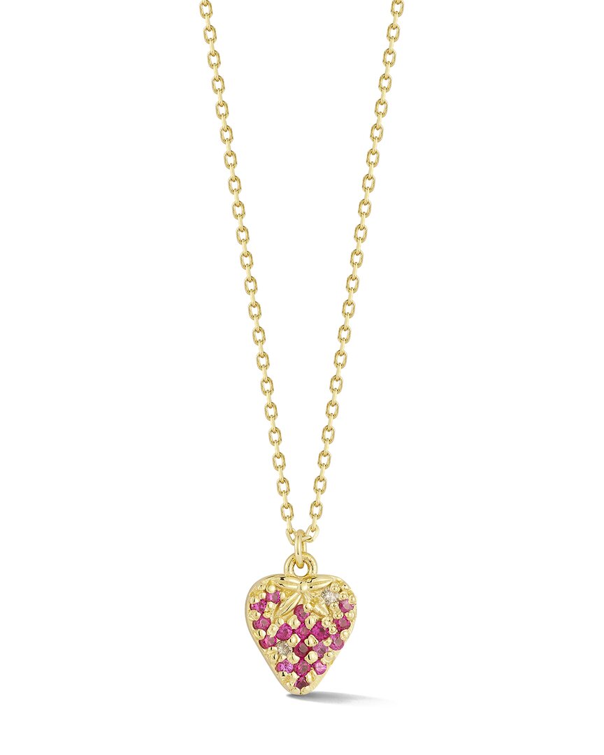 Ember Fine Jewelry 14K 0.19 ct. tw. Diamond & Ruby Strawberry Necklace