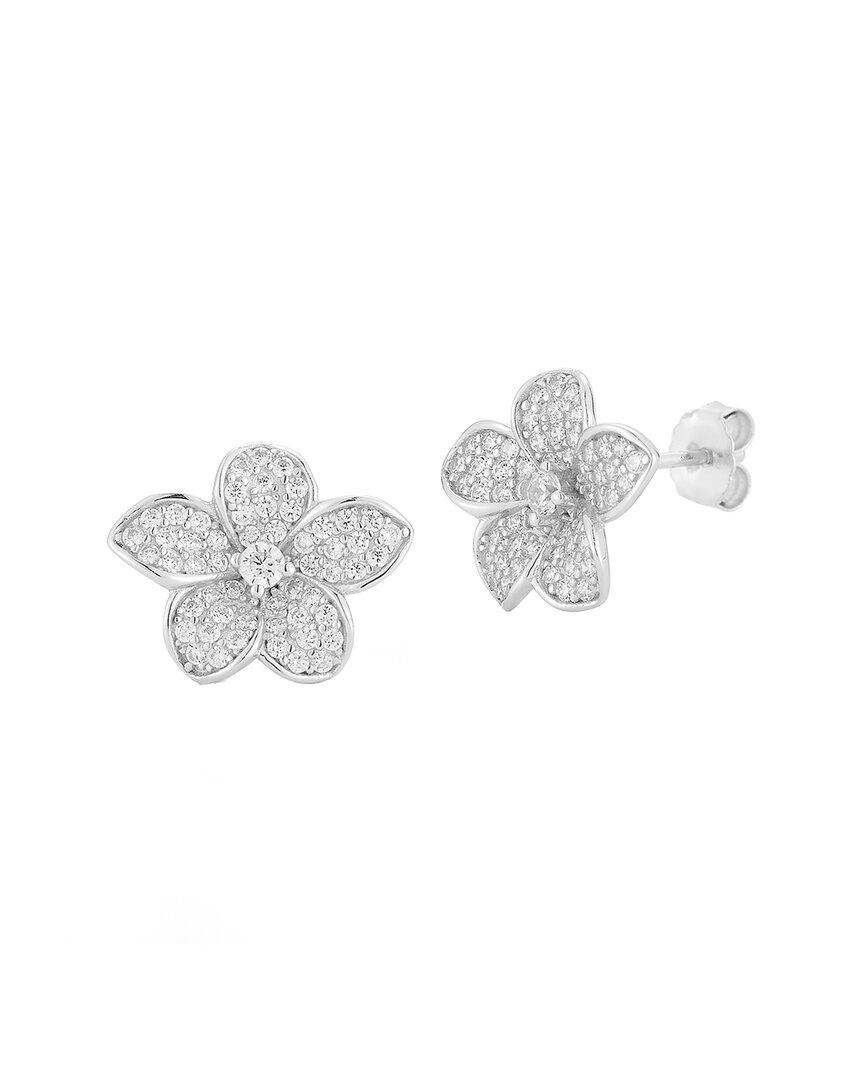 Glaze Jewelry Silver CZ Flower Earrings