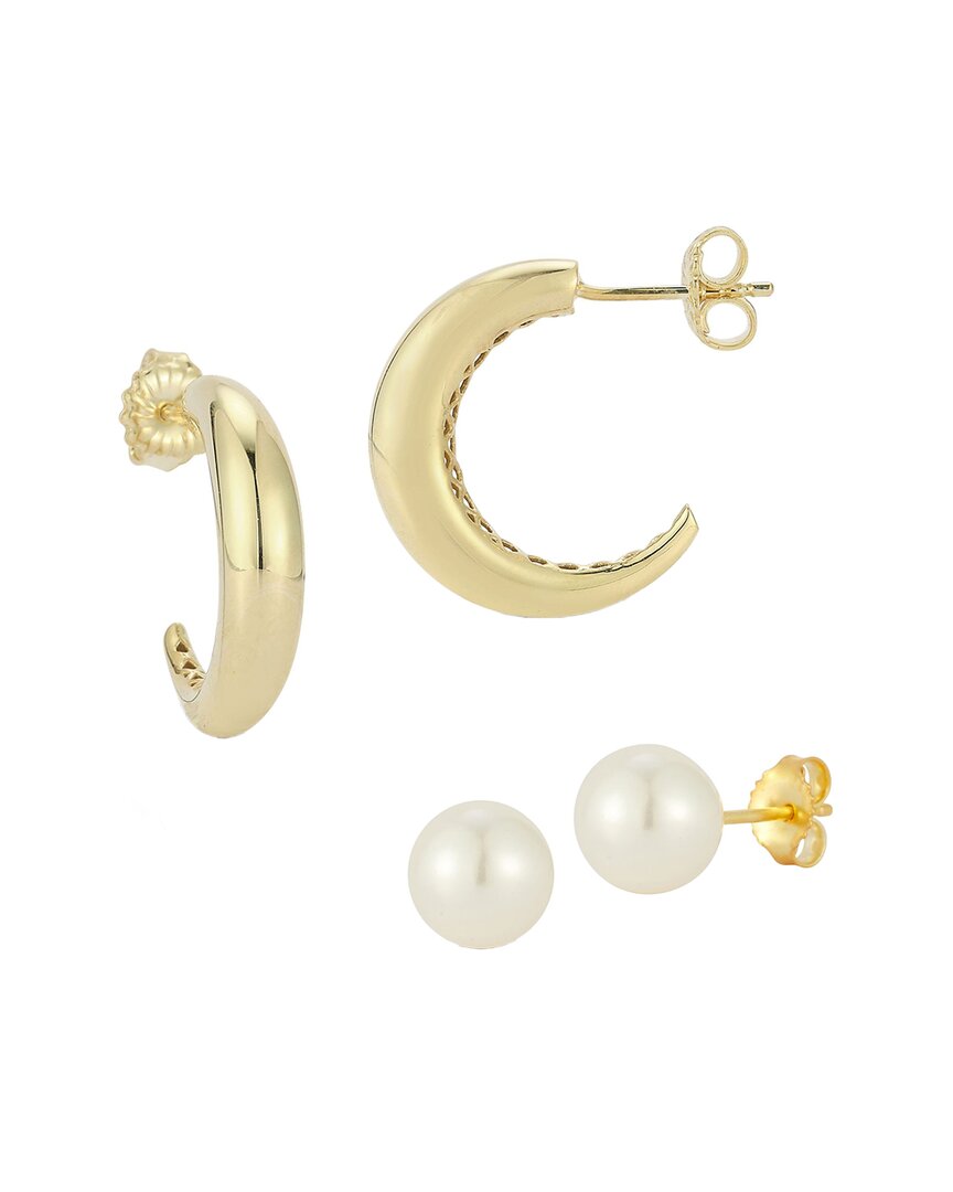 Glaze Jewelry 14K Over Silver 6mm Pearl Earrings Set