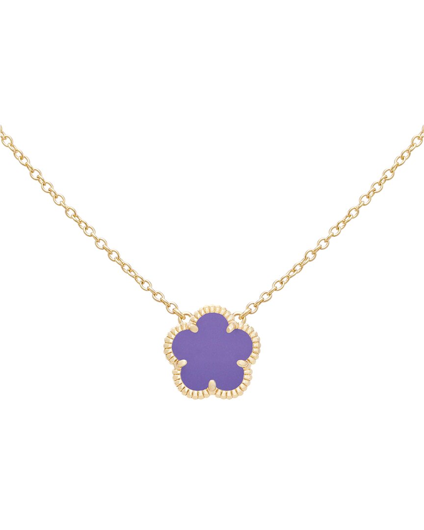 Jankuo Flower 14k Plated Synthetic Lavender Color Stone Pendant Necklace
