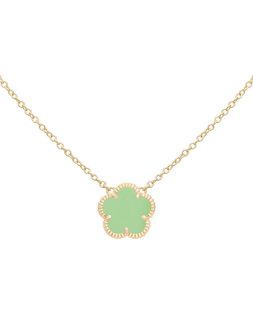 Jankuo Flower 14k Plated Synthetic Peridot Color Stone Pendant Necklace