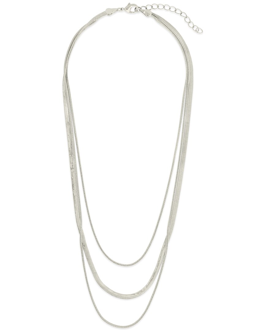 Sterling Forever Everly Layered Herringbone Chain Necklace