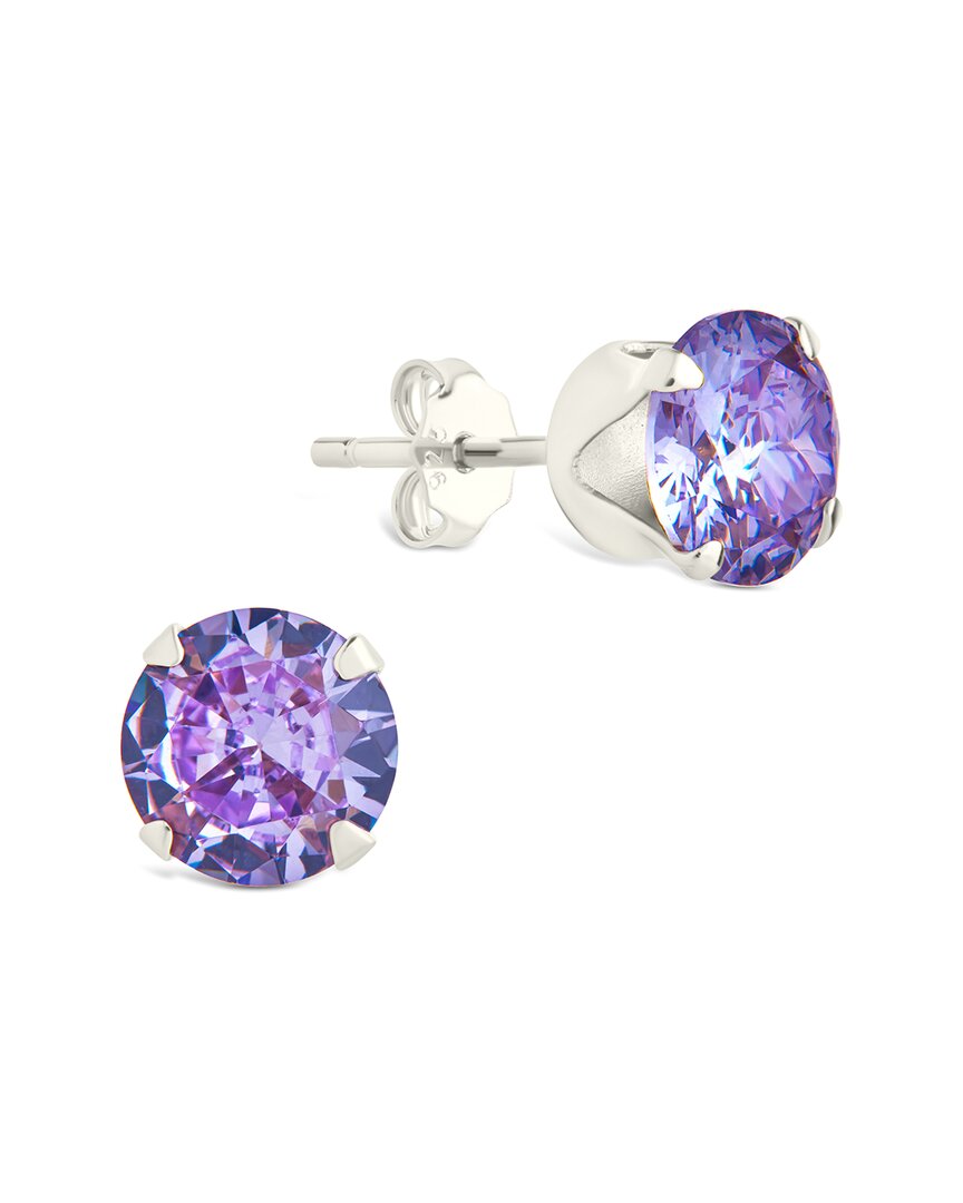 Sterling Forever Silver Cz Rainbow Stud Earrings