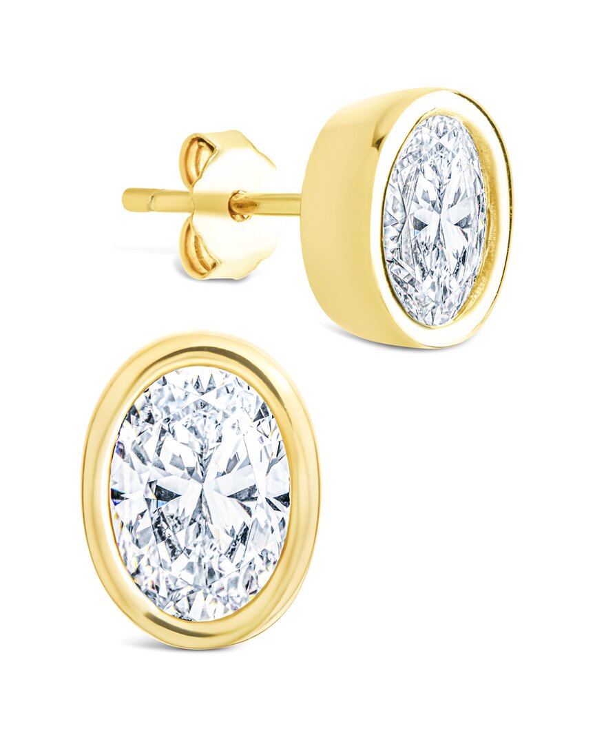 Sterling Forever 14k Over Silver Cz Oval Cut Bezel Set Stud Earrings