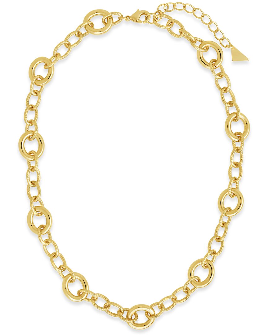 Sterling Forever 14k Plated Carter Round Statement Link Necklace In Gold