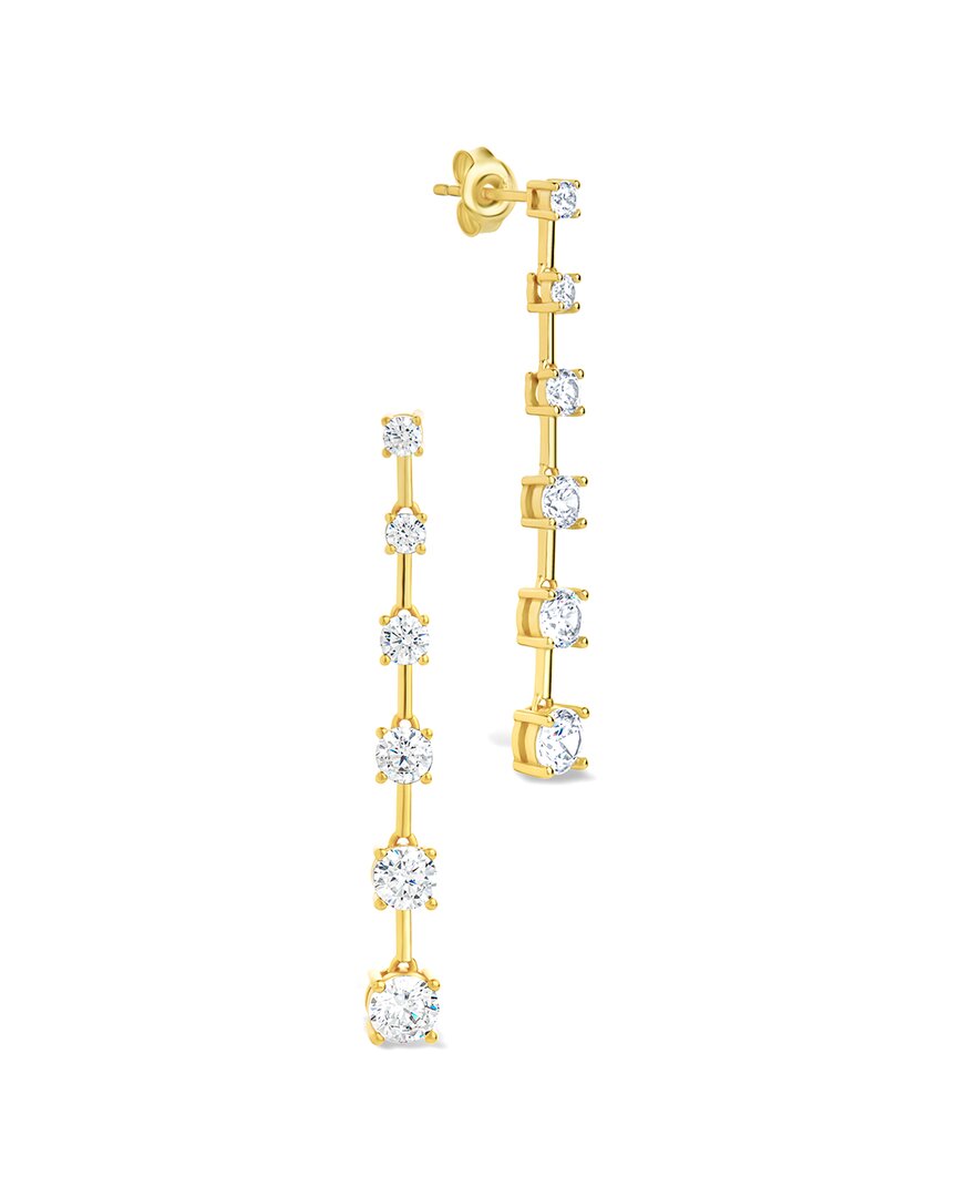 Sterling Forever 14k Over Silver Cz Rue Drop Earrings