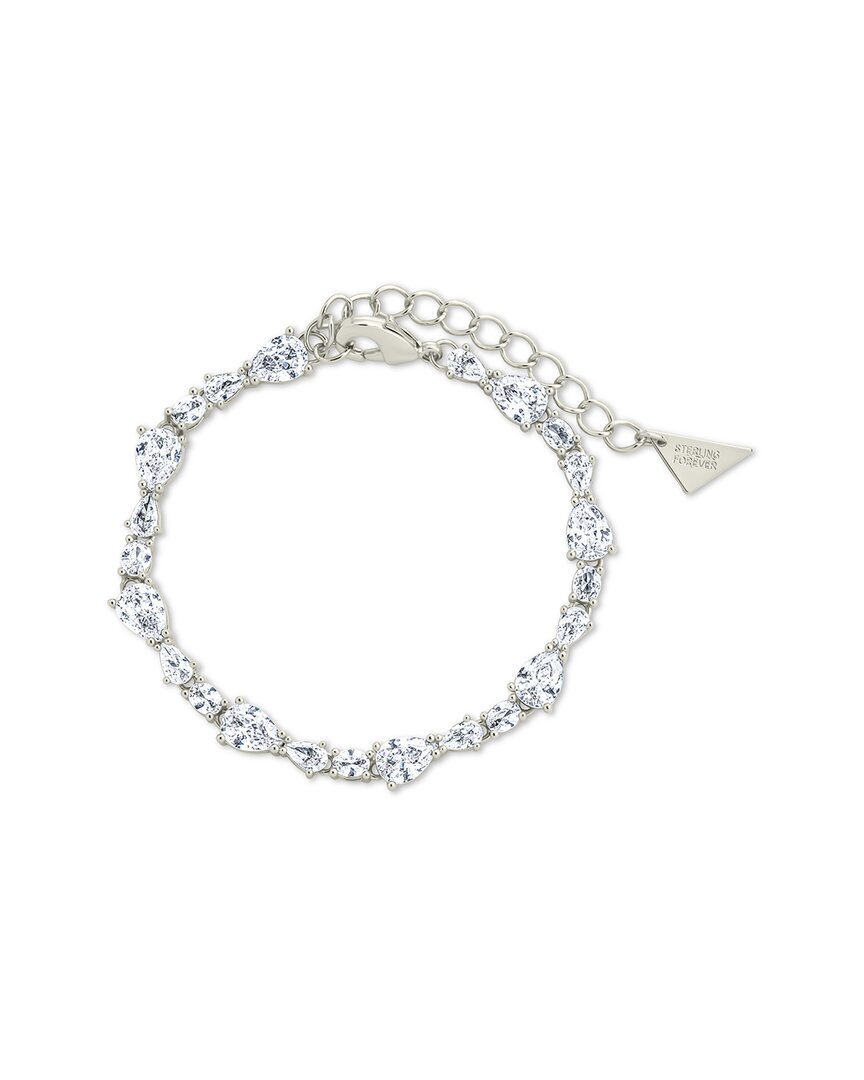 Sterling Forever Sterling Silver Wyatt Cubic Zirconia Tennis Bracelet In Metallic