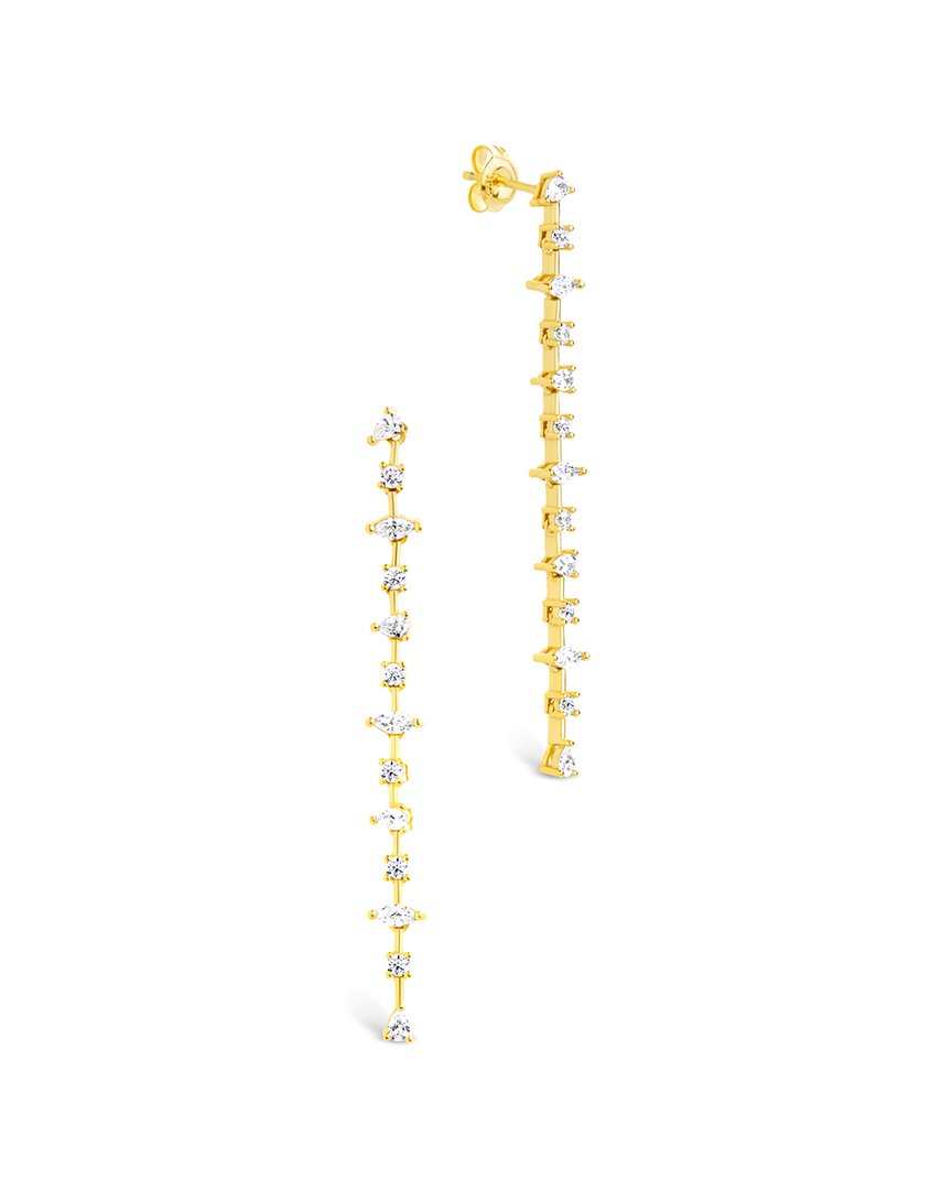 Sterling Forever 14k Over Silver Cz Chastin Stationed Dangle Stud Earrings