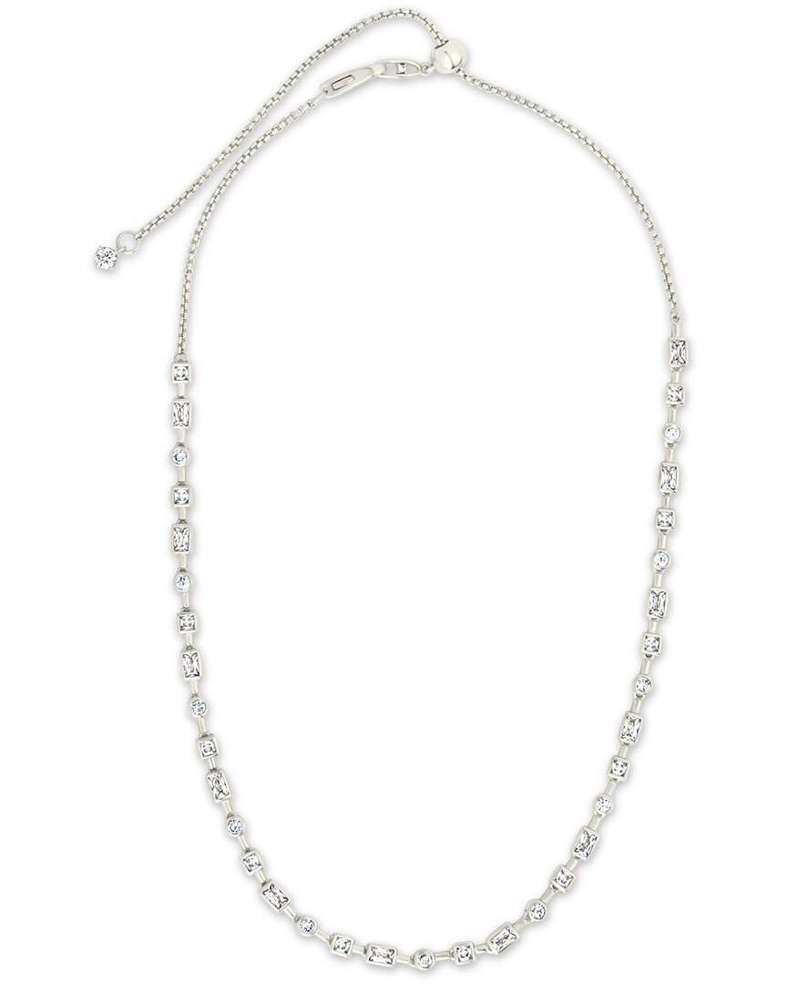 Sterling Forever Cz Camden Adjustable Staggered Tennis Necklace