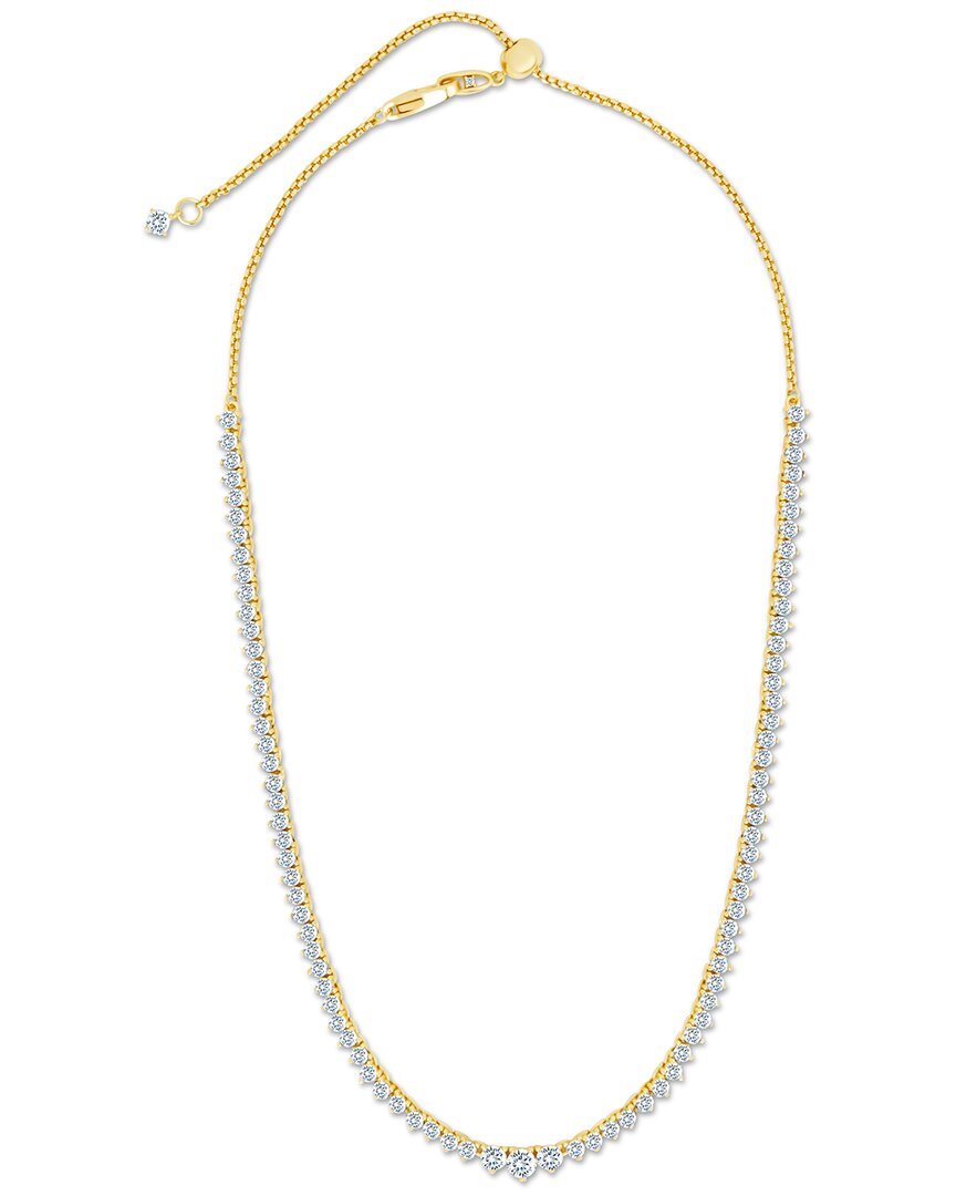 Sterling Forever 14k Plated Cz Tatum Adjustable Tennis Necklace