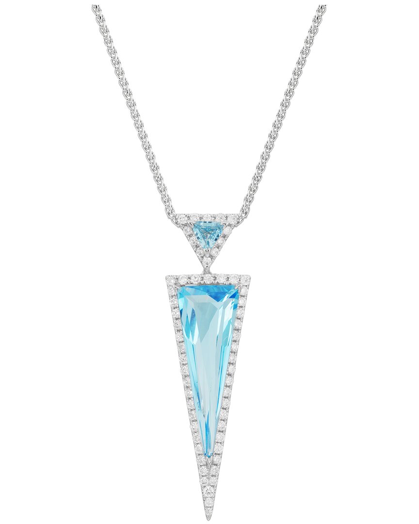 Diamond Select Cuts 14k 3.20 Ct. Tw. Diamond & Blue Topaz Necklace