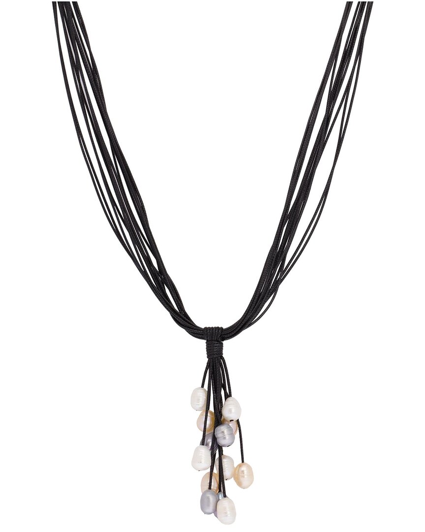 Saachi 8-10mm Pearl Classic Leather Necklace