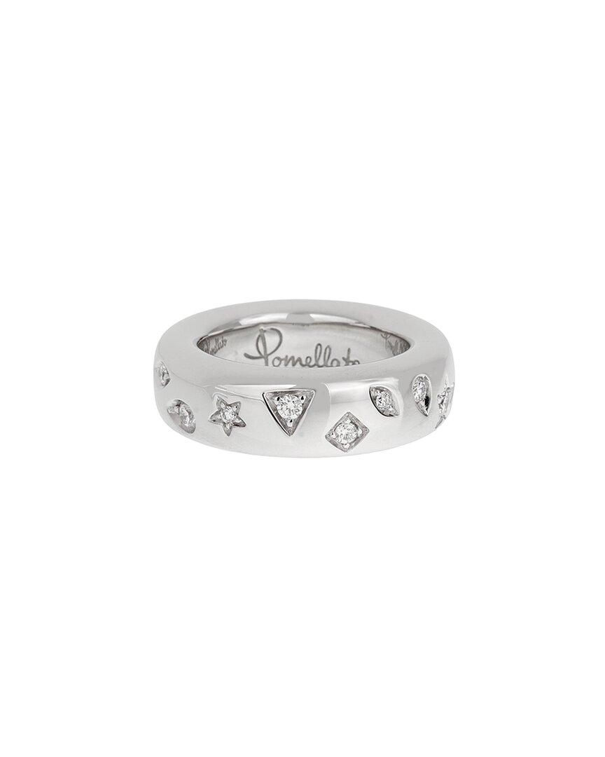 Pomellato Iconica 18k White Gold & Diamond Band Ri
