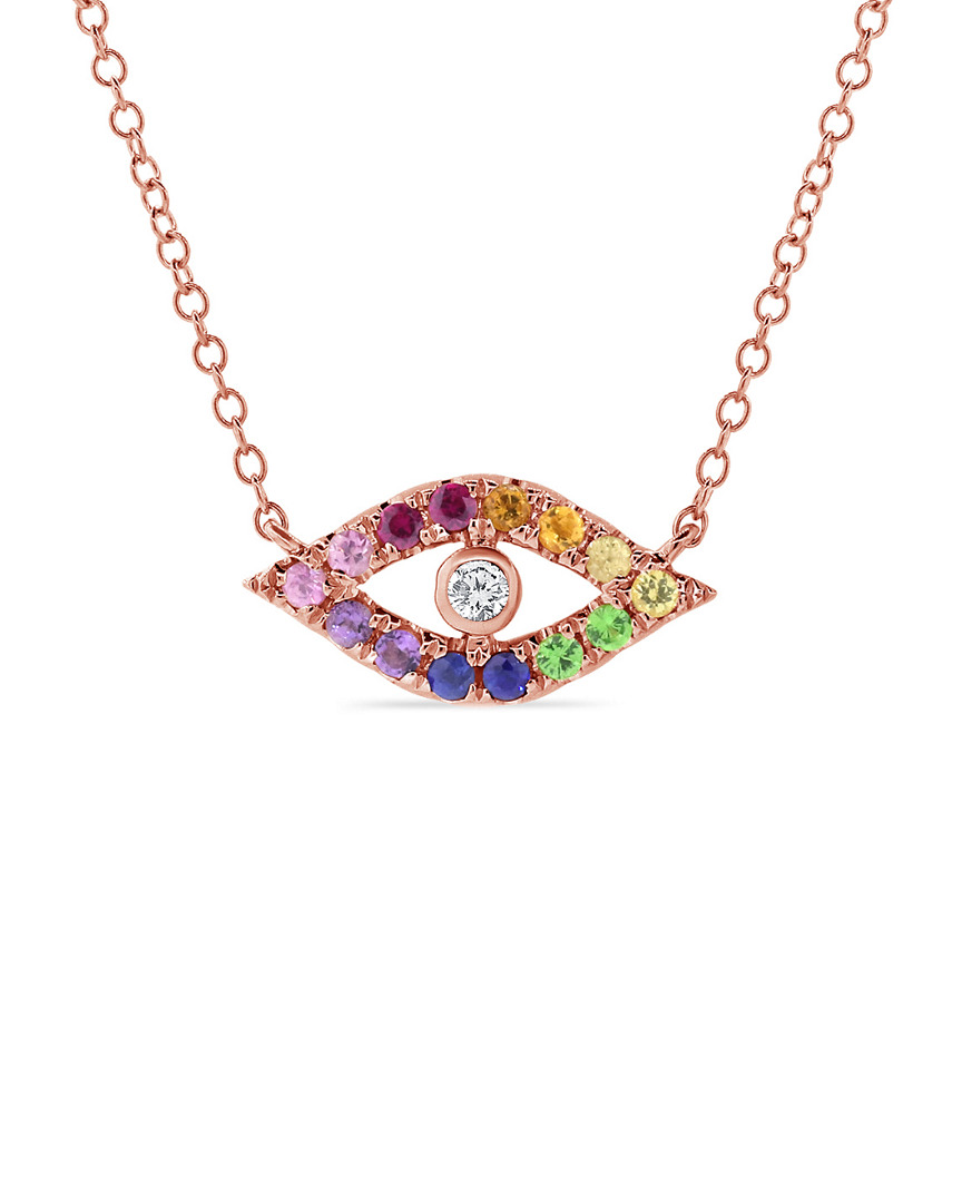 Sabrina Designs 14k Rose Gold 0.27 Ct. Tw. Diamond & Sapphire Evil Eye Necklace