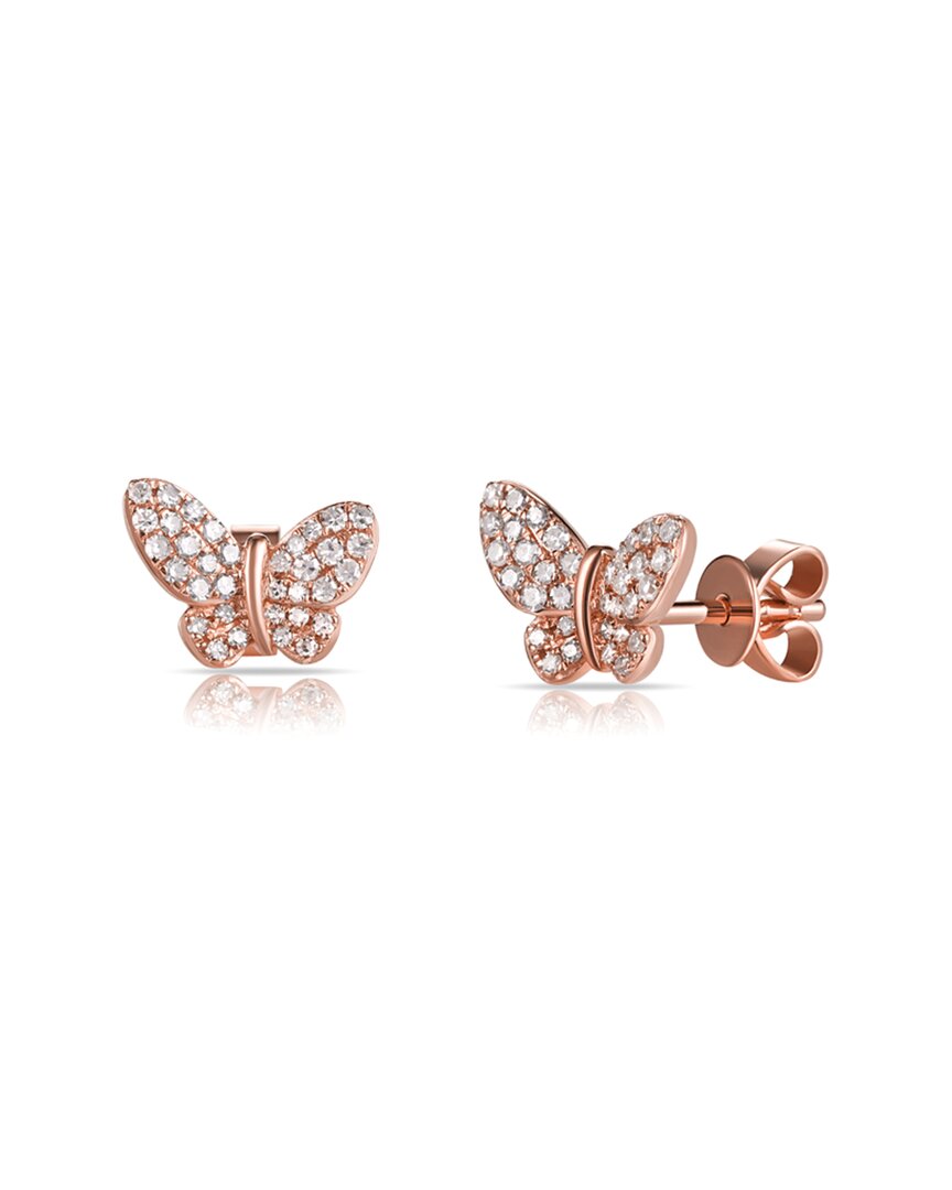 Sabrina Designs 14k Rose Gold 0.22 Ct. Tw. Diamond Butterfly Earrings