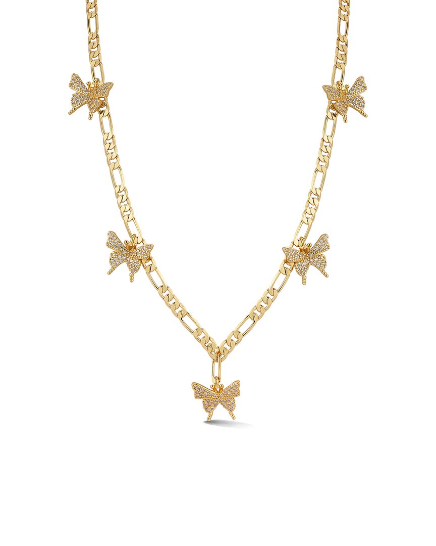 Chloe & Madison Chloe And Madison Plated Cz Vintage Butterfly Necklace In Gold