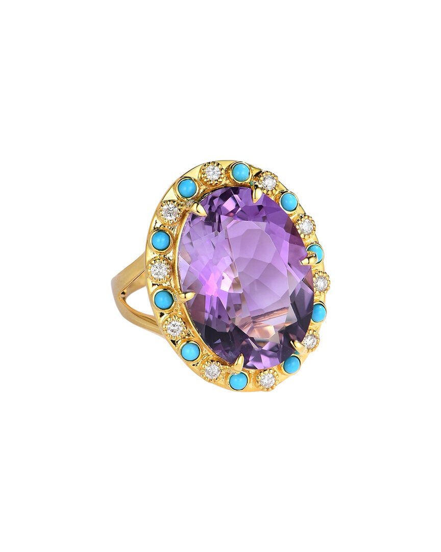 Nina Zhou Jewelry 14k 10.42 Ct. Tw. Diamond & Gemstone Cocktail Ring In Purple