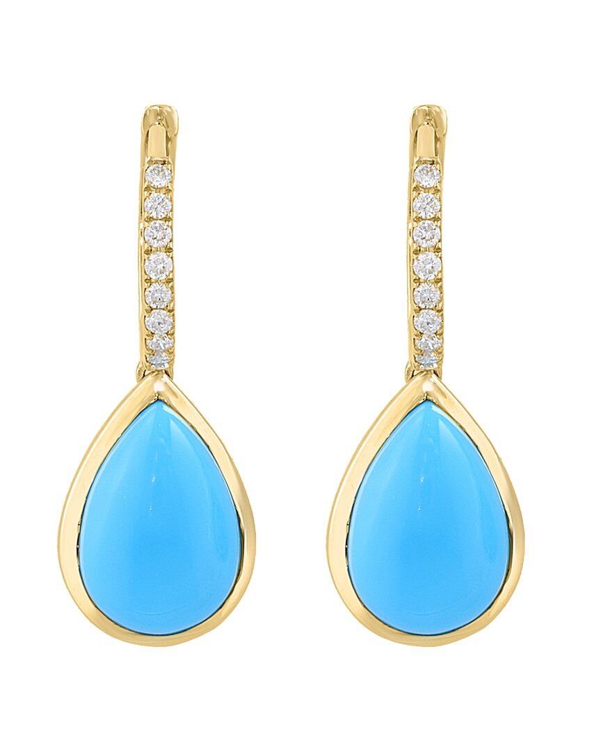 Effy Fine Jewelry 14k 5.40 Ct. Tw. Diamond & Turquoise Earrings In Gold