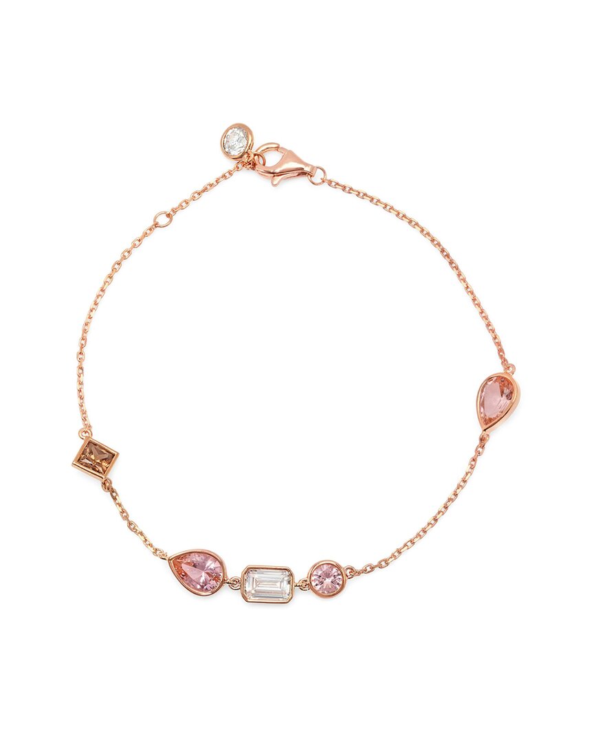 Crislu 18k Rose Gold Over Silver Cz Bracelet