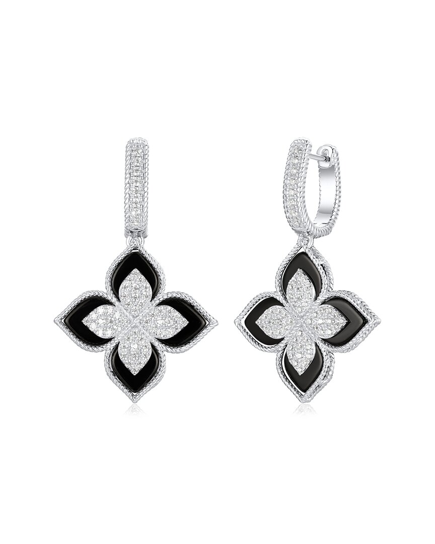 Suzy Levian Cz Jewelry Suzy Levian Silver Cz Flower Clover Dangle Earrings