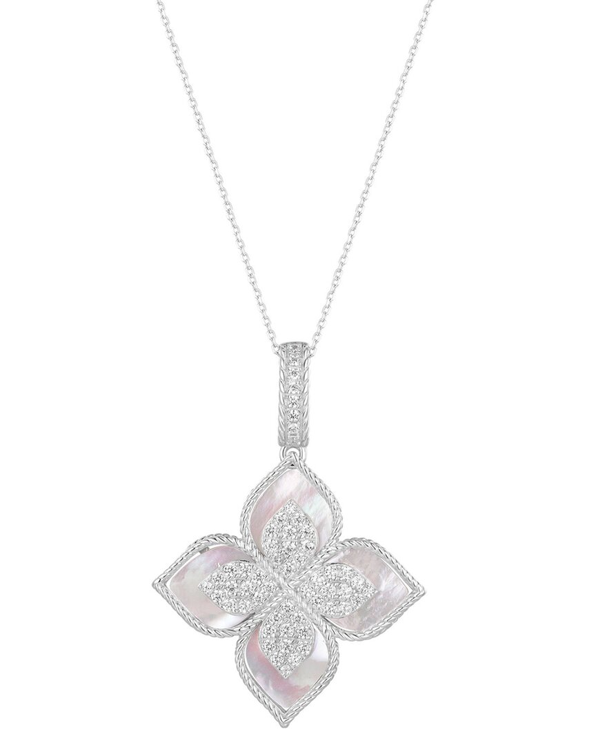 Suzy Levian Cz Jewelry Suzy Levian Silver Cz Flower Clover Dangle Necklace
