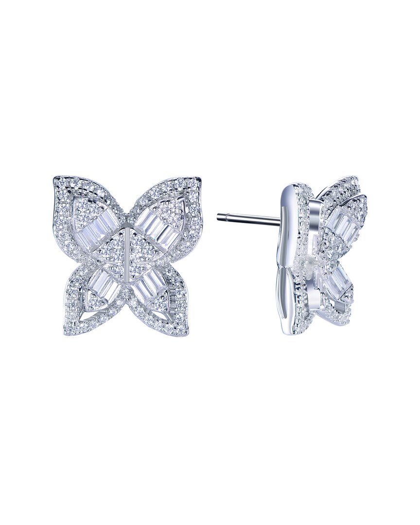 Suzy Levian Cz Jewelry Suzy Levian Silver Cz Multi-cut Butterfly Earrings In Metallic
