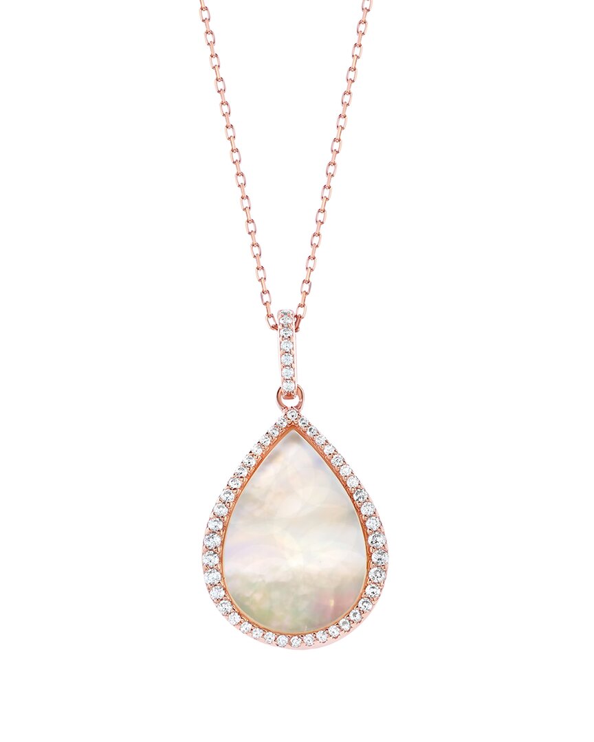 Suzy Levian Cz Jewelry Suzy Levian Silver Cz Dangle Necklace In Pink