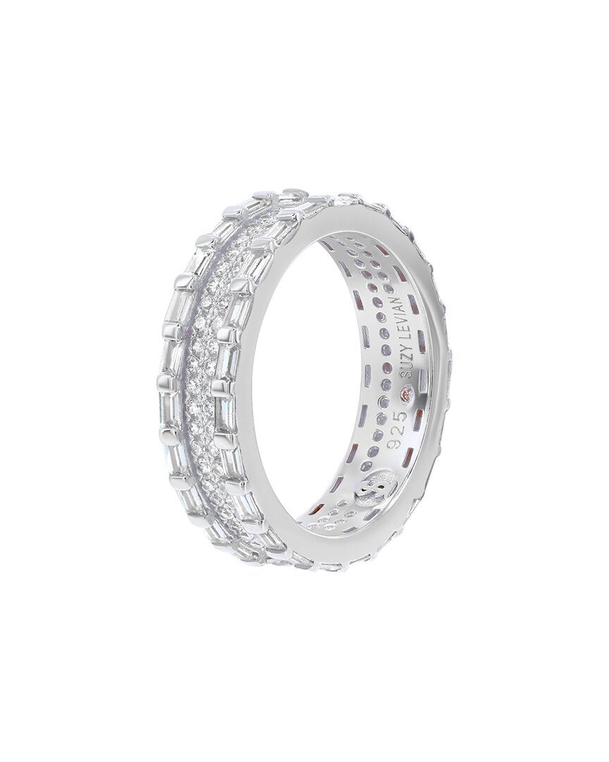 Suzy Levian Cz Jewelry Suzy Levian Silver Cz Baguette Framed Eternity Ring