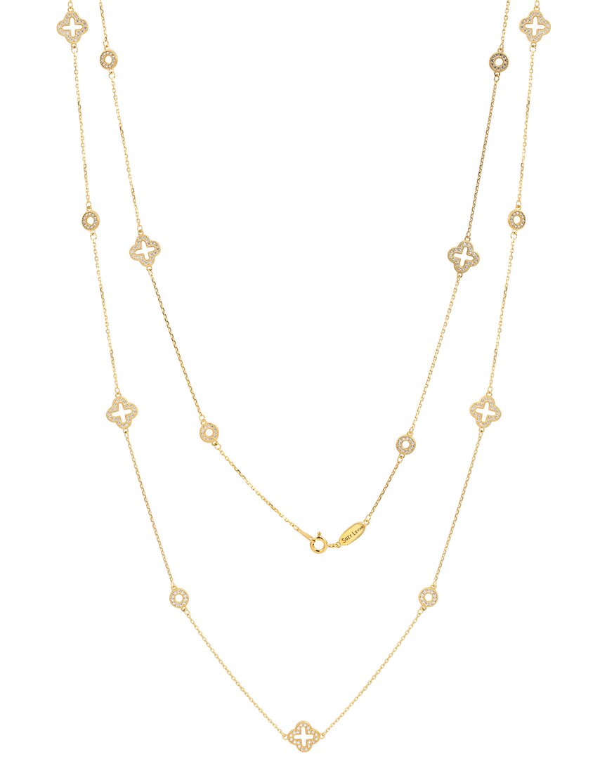 Suzy Levian Cz Jewelry Suzy Levian Silver Cz Clover Circle Station Necklace