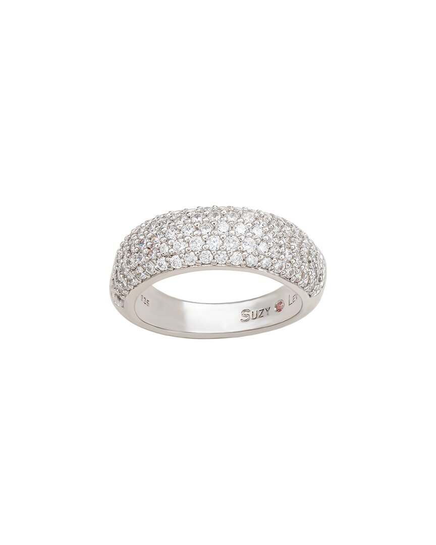 Suzy Levian Cz Jewelry Suzy Levian Silver Cz Thick Pave Half-eternity Ring