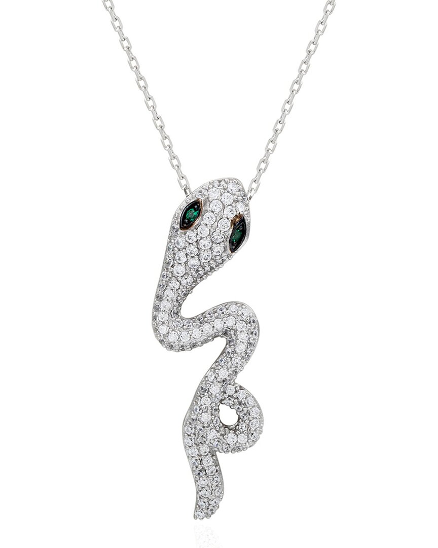 Suzy Levian Cz Jewelry Suzy Levian Silver Cz Wild Snake Necklace In Metallic