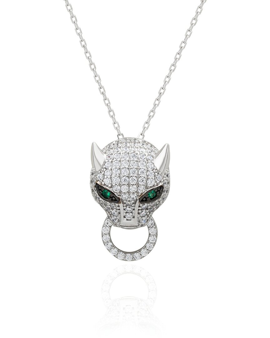 Suzy Levian Cz Jewelry Suzy Levian Silver Cz Panther Necklace In Metallic