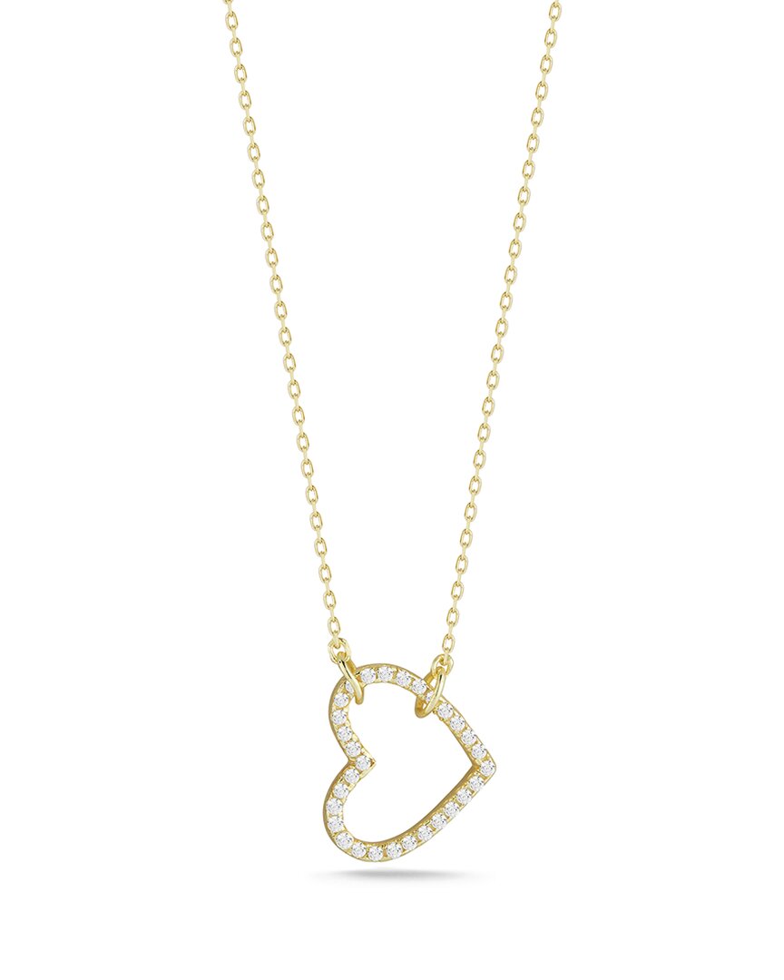 Glaze Jewelry 14k Over Silver Cz Open Hanging Heart Necklace
