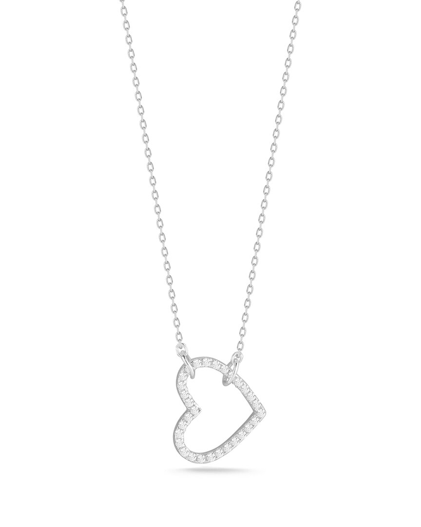 Glaze Jewelry Silver Cz Open Hanging Heart Necklace