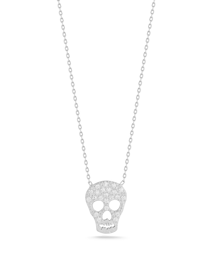 Glaze Jewelry Silver Cz Dainty Skull Necklace