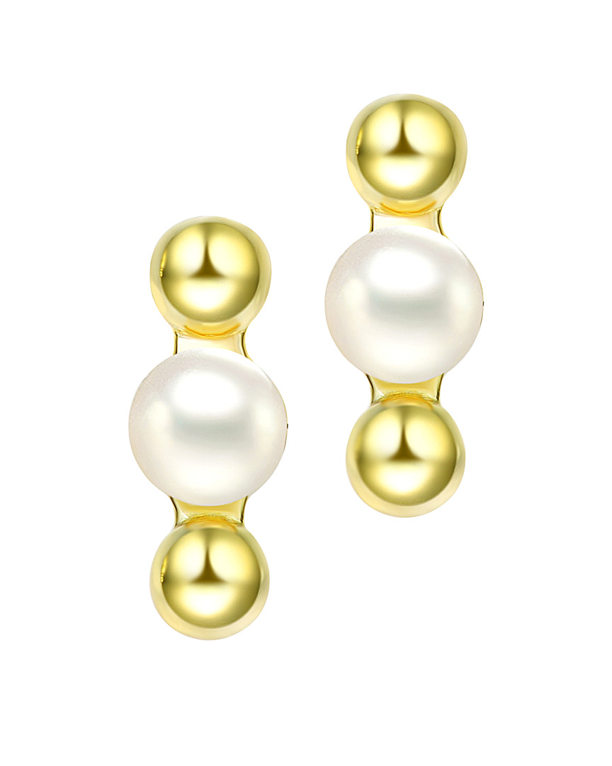 Genevive 18k Over Silver 5.5mm Freshwater Pearl Earrings