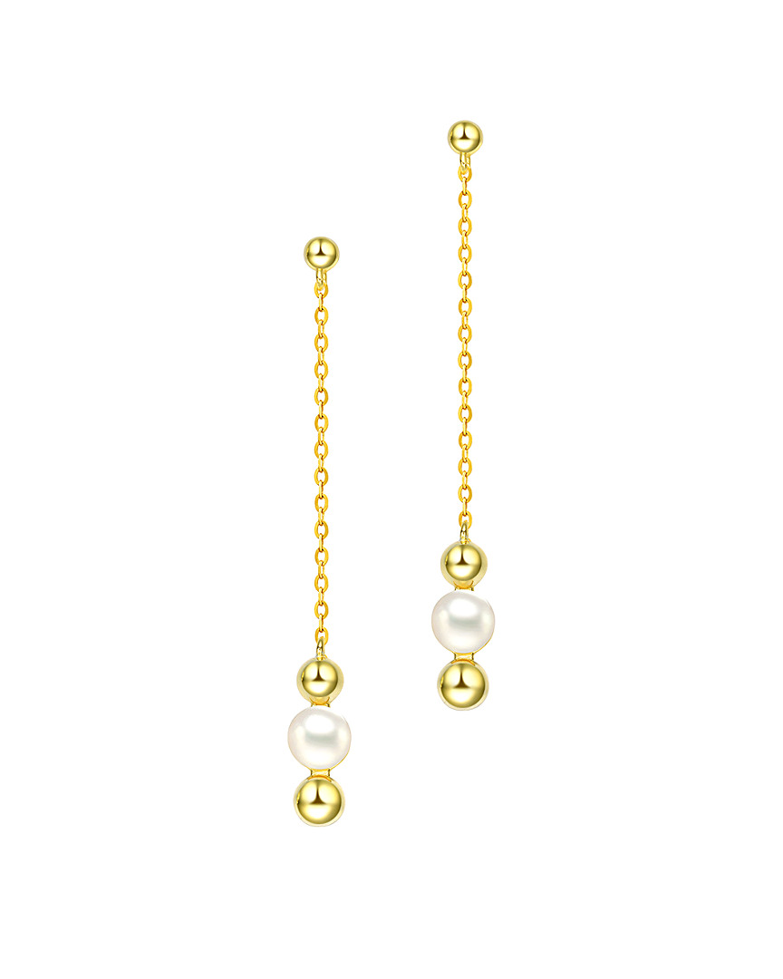 Genevive 18k Over Silver 5.5mm Freshwater Pearl Earrings