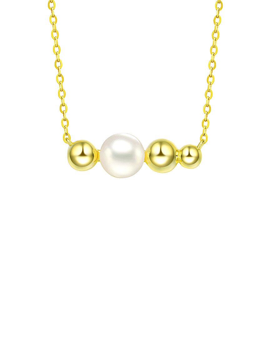 Genevive 18k Over Silver 6mm Freshwater Pearl Necklace In Gold