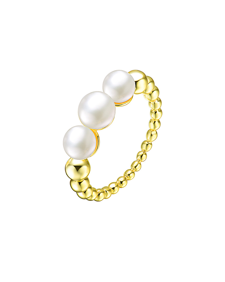 Genevive 18k Over Silver 6-6.5mm Freshwater Pearl Ring
