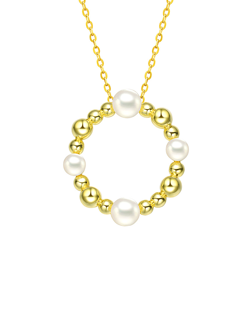 Genevive 18k Over Silver 4-5mm Freshwater Pearl Necklace In Gold