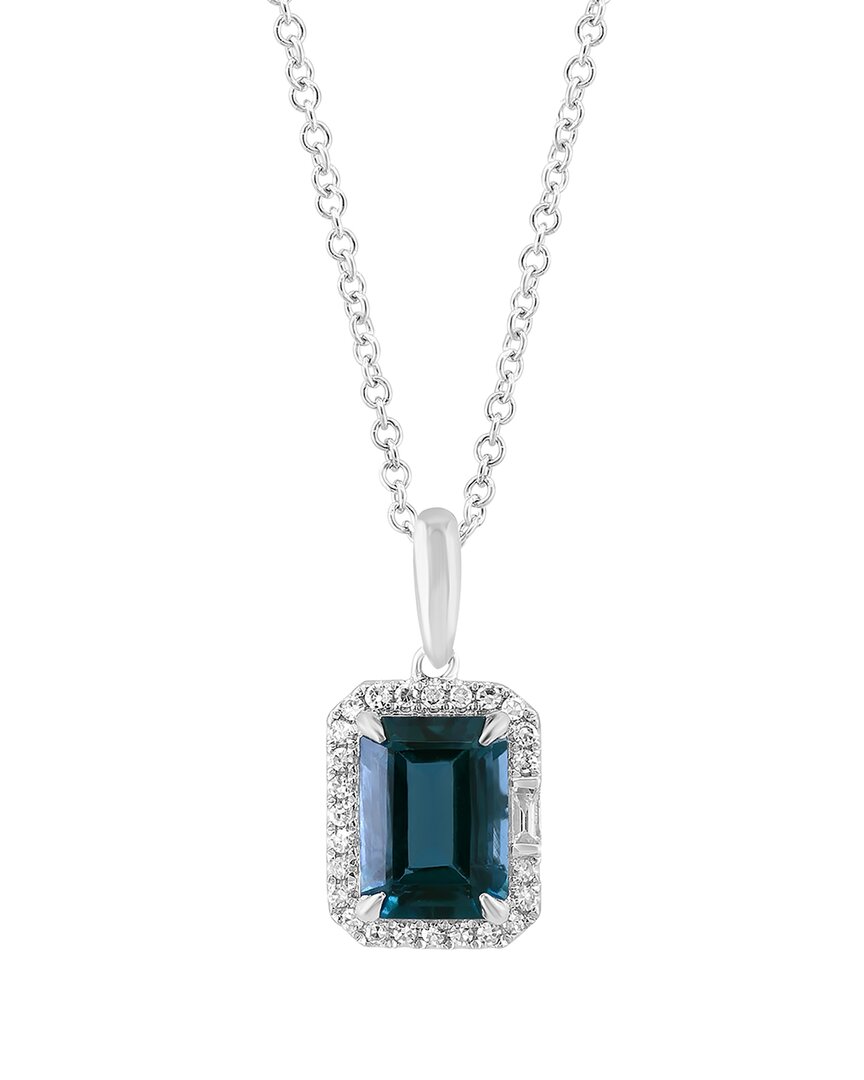 Effy Fine Jewelry 14k 1.96 Ct. Tw. Diamond & London Blue Topaz Necklace