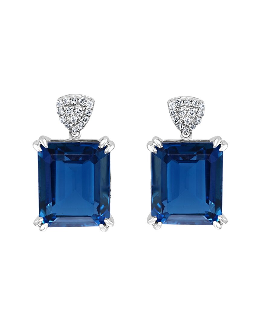 Effy Fine Jewelry 14K 13.89 ct. tw. Diamond & London Blue Topaz Earrings