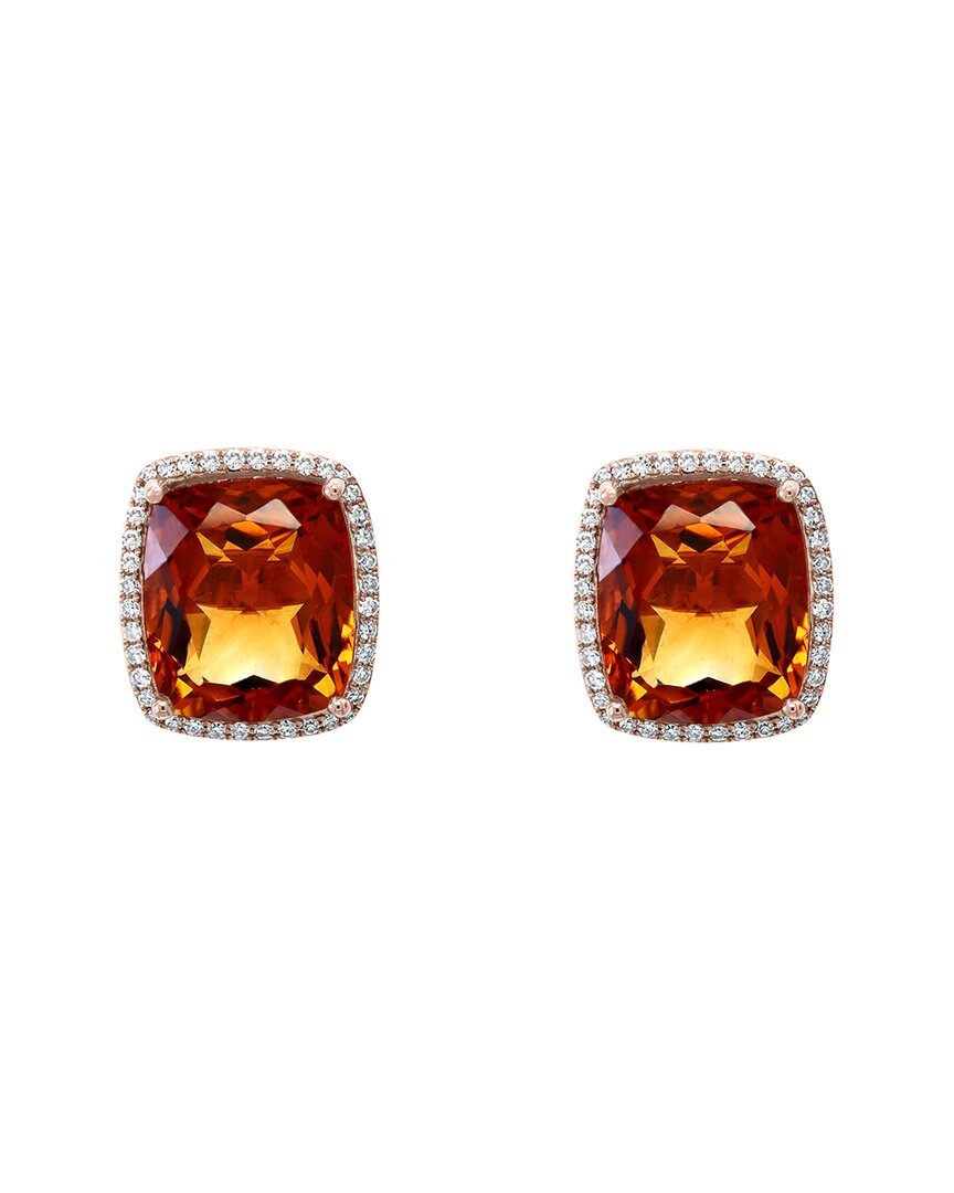 Effy Fine Jewelry 14K Rose Gold 17.81 ct. tw. Diamond & Madera Citrine  Earrings