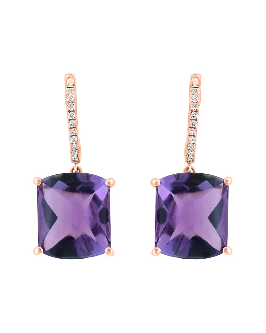 Effy Fine Jewelry 14K Rose Gold 10.69 ct. tw. Diamond & Amethyst Earrings
