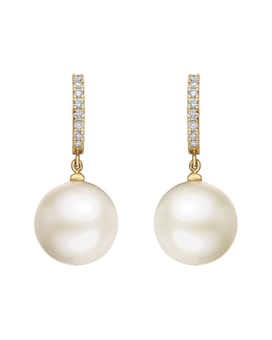 Effy Fine Jewelry 14K 0.39 ct. tw. Diamond & Fresh Water Pearl 15mm Pearl  Earrings