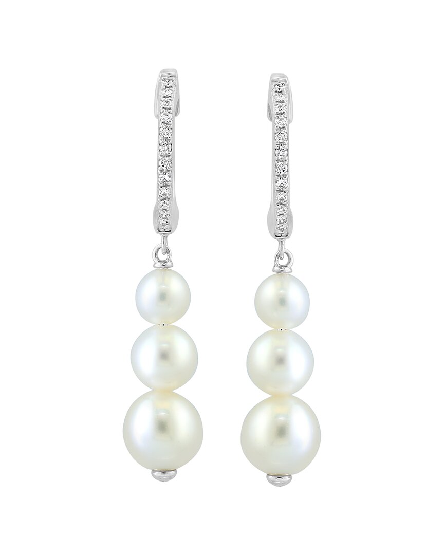 Effy Fine Jewelry 14K 0.09 ct. tw. Diamond & Fresh Water Pearl 4-6mm Pearl  Earrings