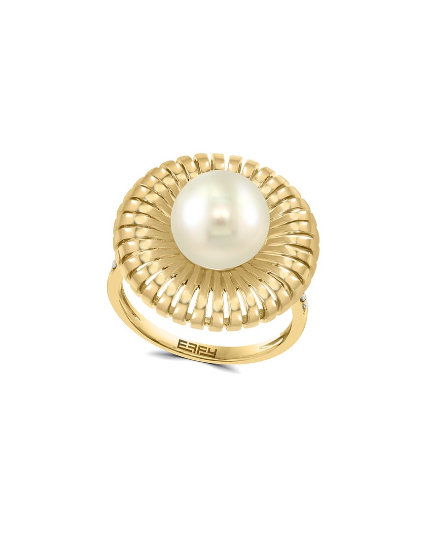 Effy Fine Jewelry 14K 0.04 ct. tw. Diamond & 9.5mm Pearl Ring