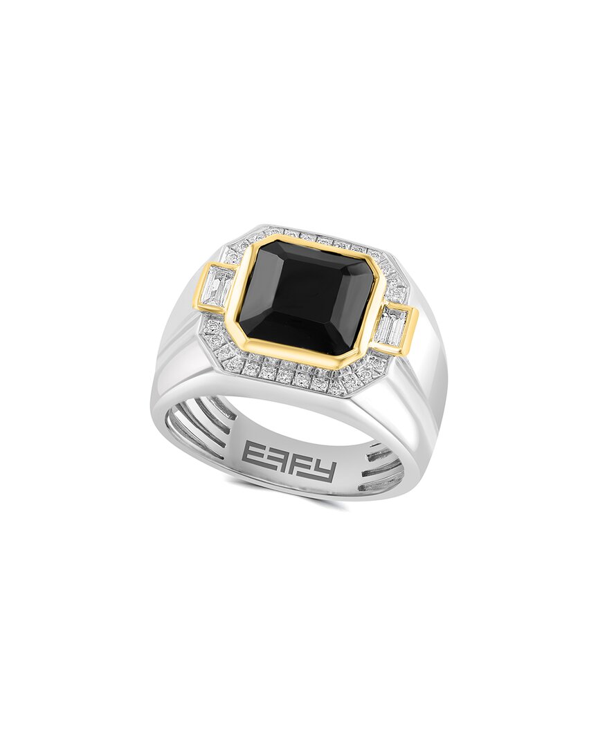 Effy Fine Jewelry Silver 4.55 Ct. Tw. Diamond & White Topaz, Onyx Ring