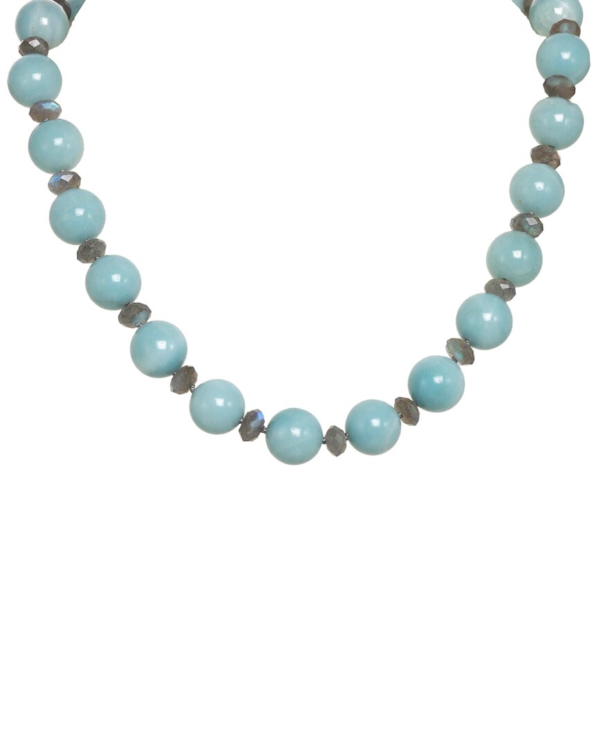 MARGO MORRISON MARGO MORRISON SILVER AMAZONITE, FACETED LABRADORITE RONDELLE TOGGLE NECKLACE