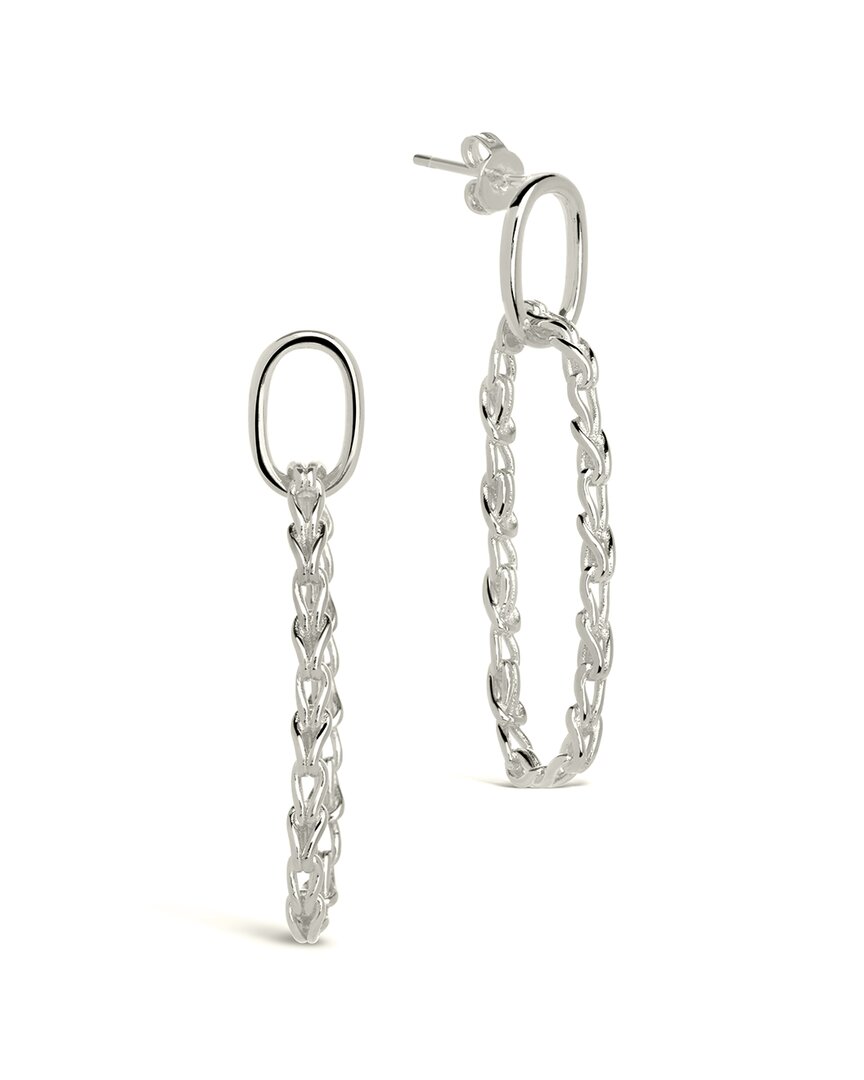 Sterling Forever Rhodium Plated Chain Drop Studs